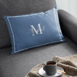 Personalised Blue White Classic Monogram Pillowcase<br><div class="desc">Personalise this classic blue and white monogrammed pillow case for a bedroom accent piece. Simple modern blue with white initial monogram and grey elegant script name.</div>