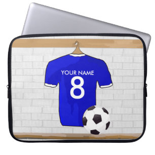 Personalised Blue White Football Soccer Jersey Laptop Sleeve