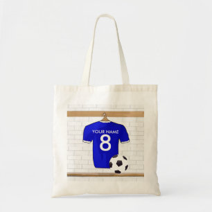 Personalised Blue White Football Soccer Jersey Tote Bag