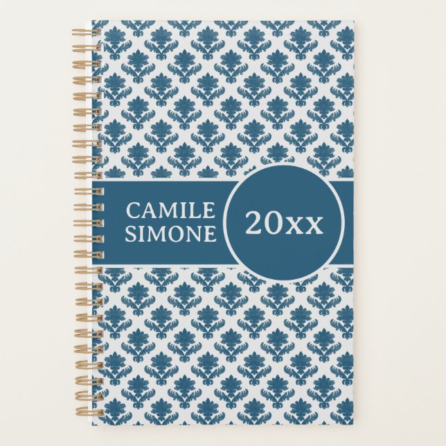 Personalised Blue & White French Tapestry Planner (Front)