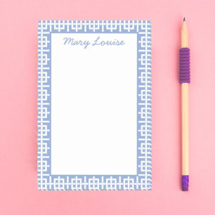 Personalised Blue & White Greek Key Post-it Notes