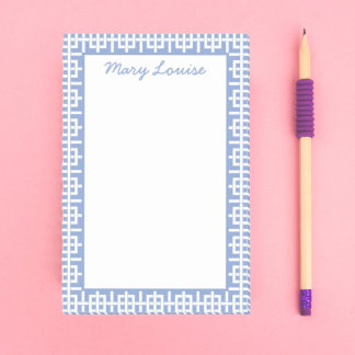 Personalised Blue & White Greek Key Post-it Notes