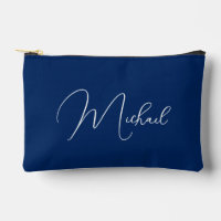 Personalised Blue White Monogram Makeup Cosmetic