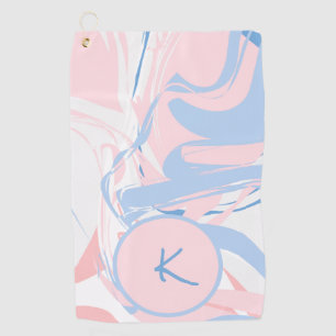 Personalised Blue White Pink Marble Swirl Abstract Golf Towel