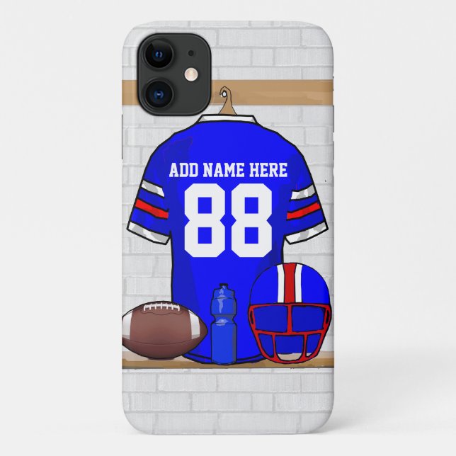 Personalised Blue White Red Football Jersey Case-Mate iPhone Case (Back)