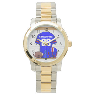 Personalised Blue White Red Football Jersey Watch