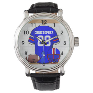 Personalised Blue White Red Football Jersey Watch