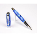 Personalised Blue & White Roller Ball Pen<br><div class="desc">This E422 Style Promotional Rollerball Pen has a marbleised Blue & White gloss body and features a sleek removable cap and clip with chrome plated fittings and a low cost Roller Ball refill. This rollerball pen not only looks and feels great, the oversized contour shape of the body fits so...</div>