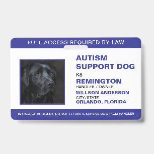 Personalised blue White Service Dog Photo ID Badge