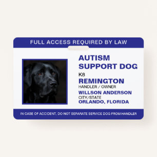 Personalised blue White Service Dog Photo ID ID Badge