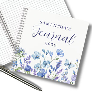 Personalised Blue Wildflower Floral Journal