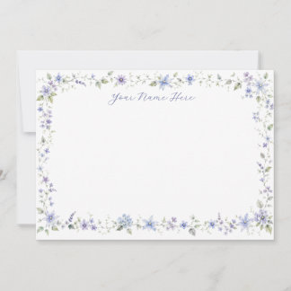 Personalised Blue Wildflower Folded Notecards