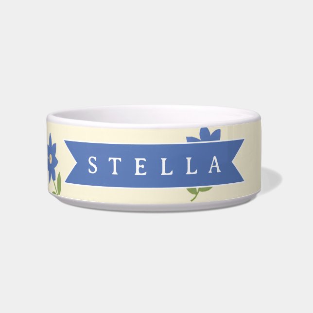 Personalised Blue Wildflower Pattern Name Gift Bowl (Front)