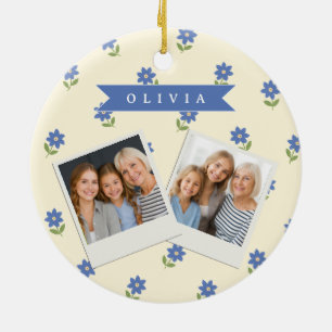Personalised Blue Wildflower Pattern Name Gift Ceramic Ornament