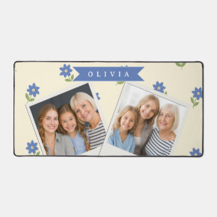 Personalised Blue Wildflower Pattern Name Gift Desk Mat
