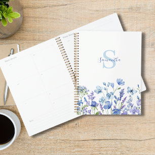 Personalised Blue Wildflower Watercolor Floral Planner