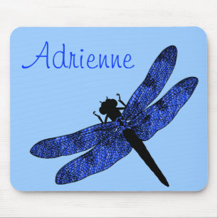 Personalised Blue Winged Dragonfly Mouse Pad