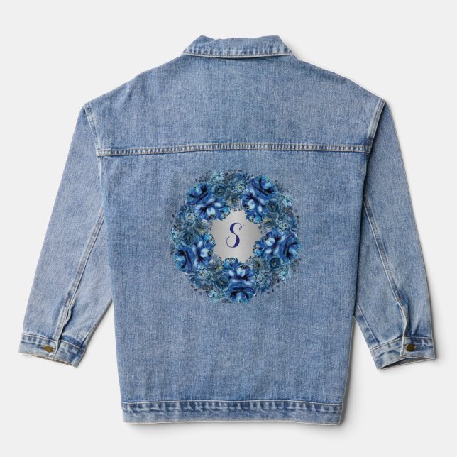 Personalised Blue Wreathe Denim Jacket (Back)