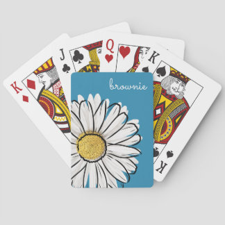 Personalised Blue & Yellow Daisy Poker Cards