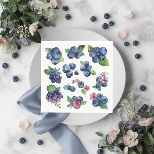 Personalised Blueberry Floral Paper Napkins