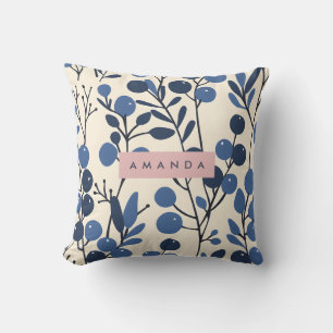 Personalised Blueberry Vine Botanical Style Cushion