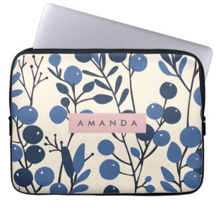 Personalised Blueberry Vine Botanical Style Laptop Sleeve