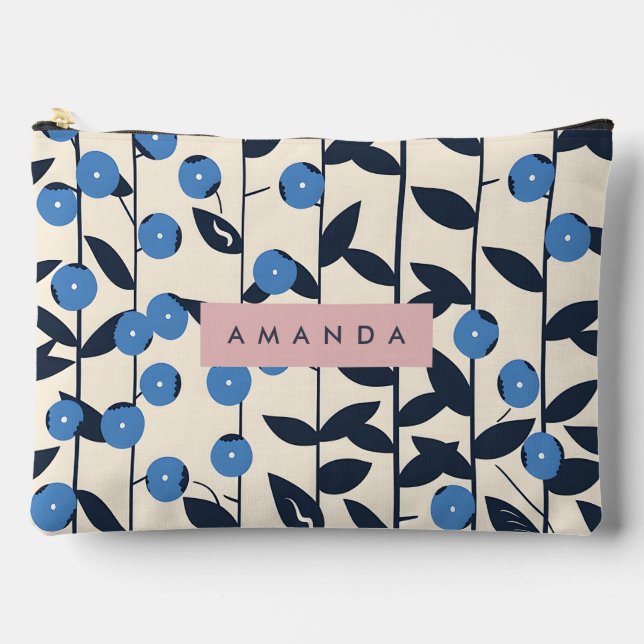 Personalised Blueberry Vine Nature  Accessory Pouch (Front)