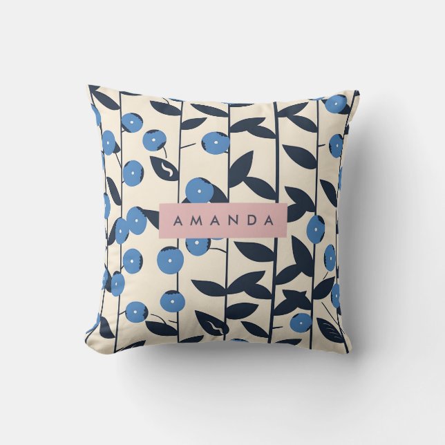 Personalised Blueberry Vine Nature  Cushion (Front)