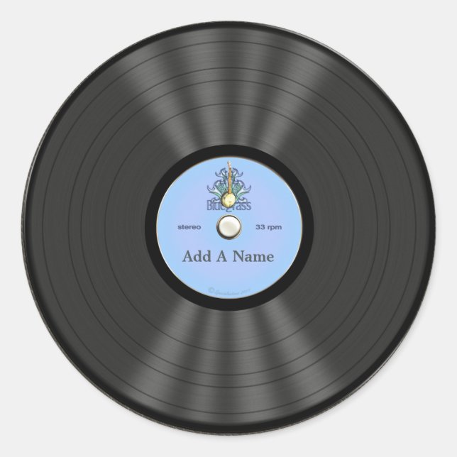 Personalised Bluegrass Vinyl Record Classic Round Sticker (Front)