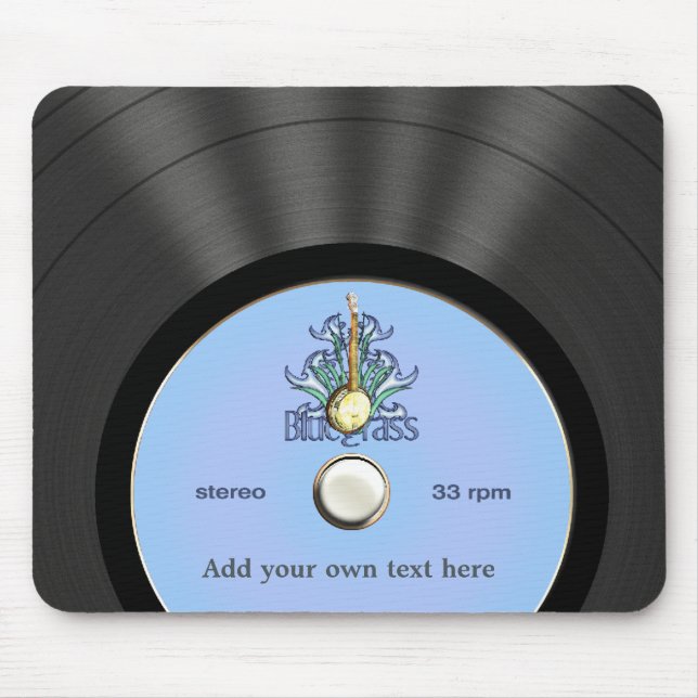 Personalised Bluegrass Vinyl Record Mouse Pad (Front)