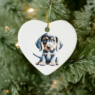 Personalised Bluetick Coonhound Puppy Dog Ceramic Ornament