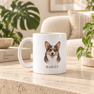Personalised Bluie Tricolor Corgi Coffee Mug