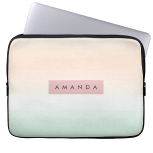 Personalised Blush and Mint Pastel Ombre  Laptop Sleeve