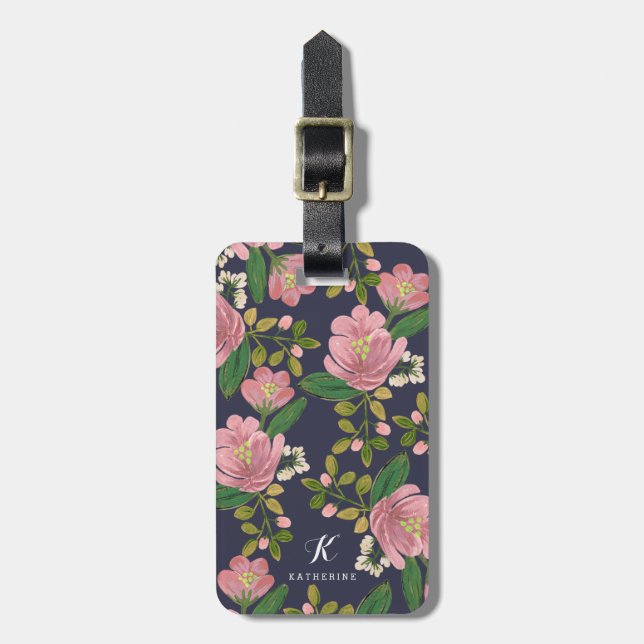 Personalised | Blush Bouquet Luggage Tag (Front Vertical)