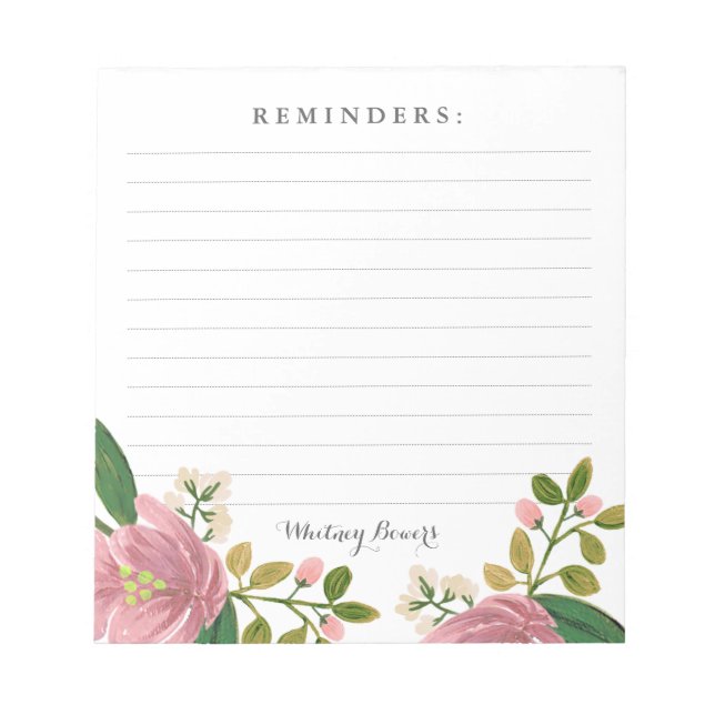 Personalised | Blush Bouquet Notepad (Front)