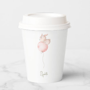 Personalised Blush Bunny Baby Shower It's a Girl Paper Cups
