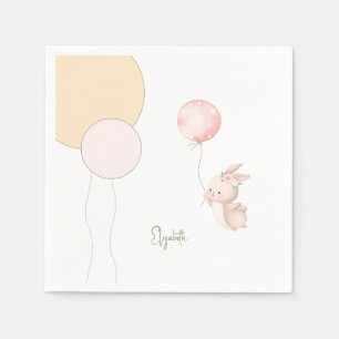 Personalised Blush Bunny Balloons Baby Shower Napkin