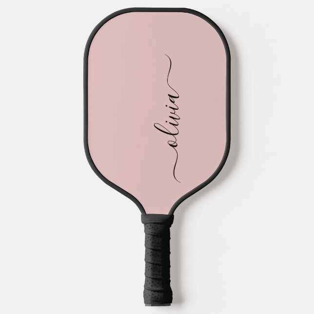 Personalised Blush Dusty Pink Modern Script Girly  Pickleball Paddle (Front)