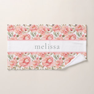 Personalised Blush Floral Cottagecore Gym Hand Towel