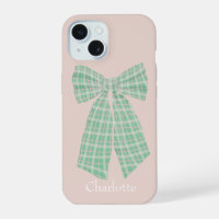 Personalised Blush Gingham Romantic Coquette Bow