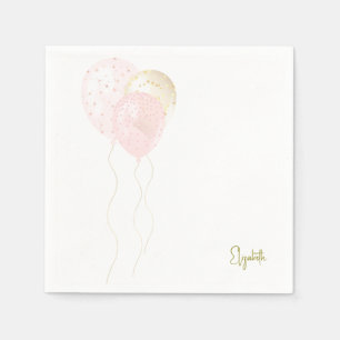 Personalised Blush Gold Balloons Baby Shower Napkin