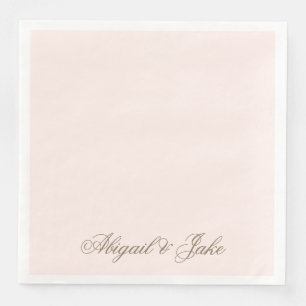 Personalised Blush Gold Elegant Script Wedding Napkin