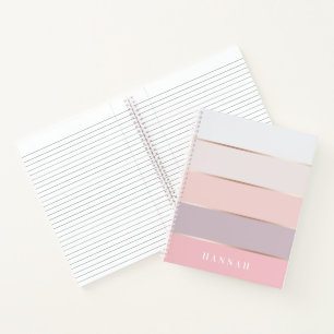 Personalised Blush Lavender Rose Gold Wide Stripes Notebook