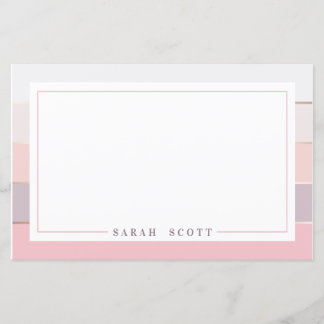 Personalised Blush Lavender Striped Stationery