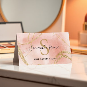 Personalised Blush Marble Card with Gold Glitter