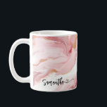 Personalised Blush Marble Flowing Name With Heart Coffee Mug<br><div class="desc">Personalised blush pink marble flowing name with heart coffee mug.</div>