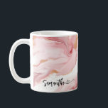 Personalised Blush Marble Flowing Name With Heart Coffee Mug<br><div class="desc">Personalised blush pink marble flowing name with heart coffee mug.</div>