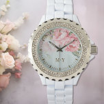 Personalised Blush Peony Floral Monogram Women’s Watch<br><div class="desc">A refined floral timepiece designed to celebrate meaningful moments with quiet elegance. This women’s rhinestone watch features a soft blush peony watercolor dial, delicately layered to create depth and serenity, and finished with a personalised monogram for a bespoke touch. The design is set within a crystal-accented metal bezel and paired...</div>