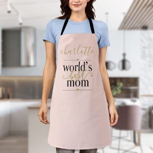 Personalised Blush Pink and Gold Worlds Best Mum Apron