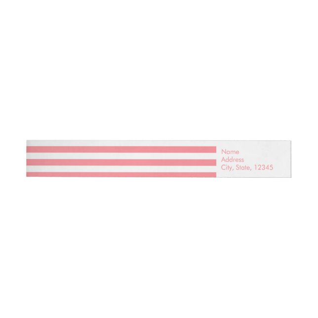Personalised Blush Pink and White Stripes Pattern Wrap Around Label (Individual)